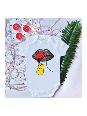 Limon Bebek Baskılı Mouse Pamuklu Çıtçıtlı Body Zıbın