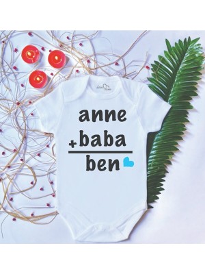 Limon Bebek Baskılı Anne Baba + Ben Pamuklu Çıtçıtlı Body Zıbın