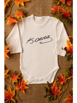 Limon Atatürk Imzalı Organik Baskılı Bebek Body %100