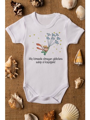 Limon Küçük Prens Organik Baskılı Pamuklu Beyaz