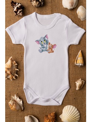 Limon Bebek Tom ve Jerry Organik Baskılı  Pamuklı Zıbın