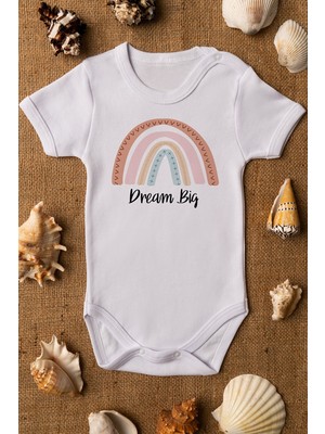 Limon Rainbow Dream Big Organik Baskılı Beyaz Çıtçıtlı