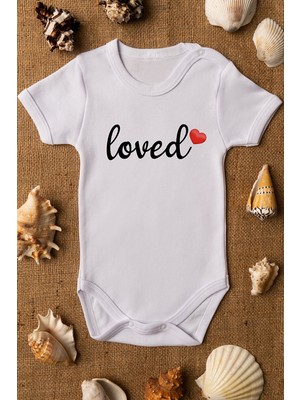 Limon Beyaz Bebek Loved Baskılı Çıtçıtlı Body