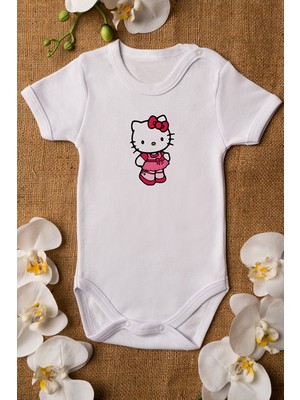 Limon Kız Bebek Hello Kitty Organik Baskılı Pamuklı Zıbın