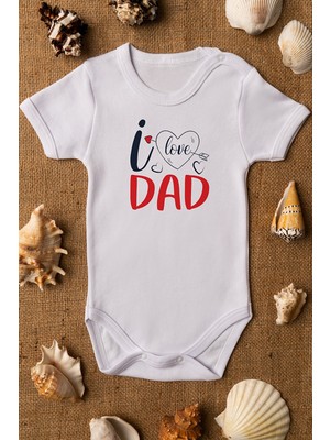 Limon I Love Dad Organik Baskılı Bebek Body Pamuklu Zıbın