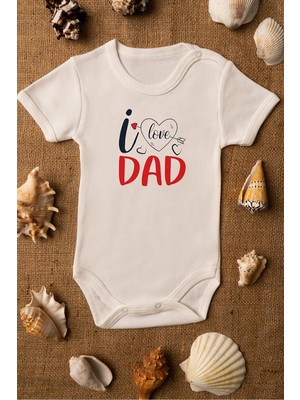 Limon I Love Dad Organik Baskılı Bebek Body Pamuklu Zıbın