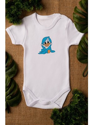 Limon Bebek Daffy Duck Organik Baskılı Pamuklu Zıbın
