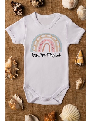 Limon Rainbow You Are Magical Organik Baskılı Beyaz