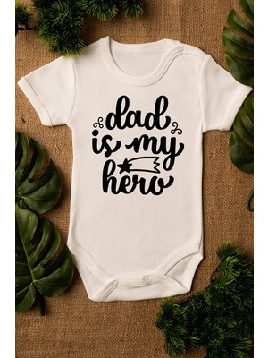 Limon Bebek Dad Is My Hero Yazılı Ekru Çıtçıtlı