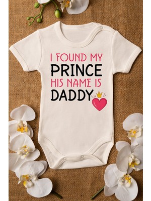 Limon Kız Ekru Bebek Prince Daddy Baskılı Çıtçıtlı Body