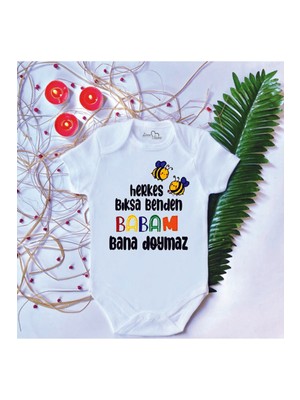 Limon Unisex Bebek Baskılı Babam Bana Doyamaz Pamuklu Çıtçıtlı Body