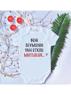 Limon Unisex Bebek Baskılı Mutluluk Pamuklu Çıtçıtlı Body Zıbın
