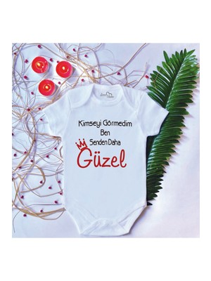 Limon Unisex Bebek Baskılı Senden Daha Güzel Pamuklu Çıtçıtlı Body Zıbın