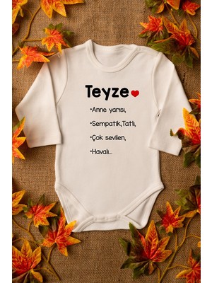 Limon Unisex Bebek Teyze Anne Yarısı Yazılı Organik Pamuklu Zıbın