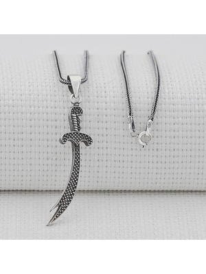 Takıhan Nokta Desenli 925 Ayar Gümüş Zülfikar Kılıç Kolye