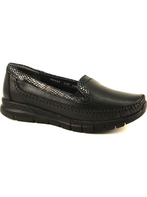 Forelli 29423 Kadın Siyah Deri Comfort Ayakkabı