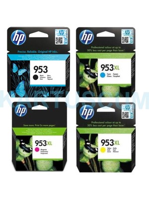 Hp 953 + 953XL Sarı Kırmızı Mavi Siyah Kartuş Seti - Officejet Pro 7720/7730/7740/8210