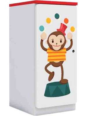 Woody Life Tek Kapaklı Çocuk Odası Anaokulu Kreş Dolap Sirk Temalı