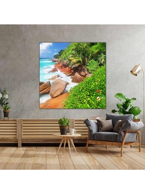 SML Tablo Sahil Deniz Manzara Kumsal Ağaç Orman Kanvas Tablo