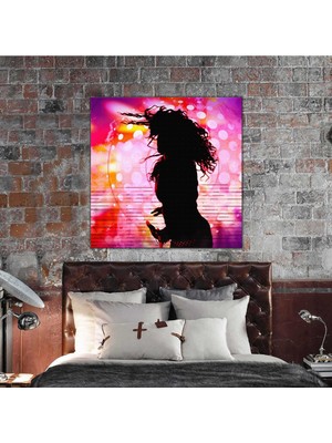SML Tablo Parti Müzik Dans Eden Kadın Gölgesi Kanvas Tablo