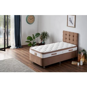 Niron Latte Yatak Seti 90x190 cm Tek Kişilik Yatak Baza Başlık - Sert Yatak, Kumaş Baza ve Başlık Takımı