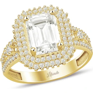 3.5 Karat Görünümlü Baget Kesim Sarı Altın Yüzük