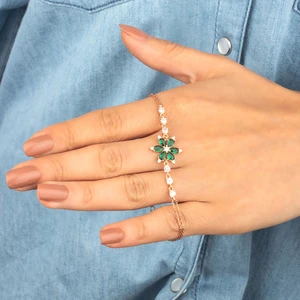 Miavi Silver 925 Ayar Gümüş Yeşil Nergis Çiçeği Bileklik