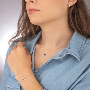 Miavi Silver 925 Ayar Gümüş Safir Taşlı Damla Takı Seti