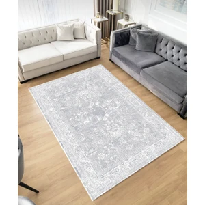 STY Home Gri Kaymaz Tabanlı Dijital Baskı Halı Makinede Yıkanabilir Antialerjik Halı Yolluk
