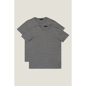 Altınyıldız Classics Erkek Gri Slim Fit Dar Kesim Bisiklet Yaka 2'li Tişört Paketi