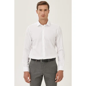 ALTINYILDIZ CLASSICS Erkek Beyaz Ütü Gerektirmeyen Non-iron Slim Fit Dar Kesim %100 Pamuk Armürlü Gömlek