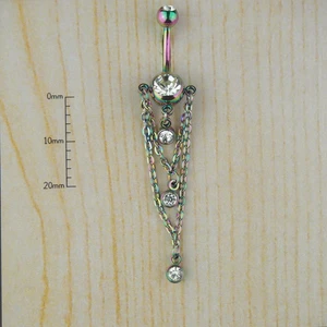 Zincir Sallantılı Cerrahi Çelik Göbek Piercing 10MM