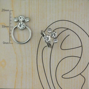 Dört Taş Halka Cerrahi Çelik Kıkırdak Tragus  Piercing 10MM