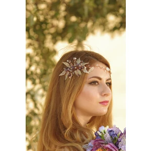Kontes Gelin Tacı Mor Saç Aksesuarı