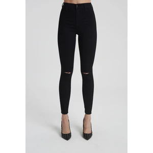 Cross Jeans Janıe  Siyah Yüksek Bel Önü Cepsiz Dizi Kesikli Jegging Jean Pantolon C 4520-007