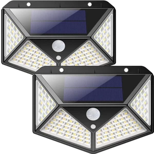 Sge 2 Adet Siyah Solar Güneş Enerjili Hareket Sensörlü 4 Taraflı Bahçe Garaj Ev Aydınlatma Lambası