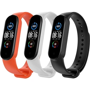 MI7A Xiaomi Mi Band 5 ve 6 Uyumlu Kordon Seti 3lü (Turuncu - Beyaz - Siyah)