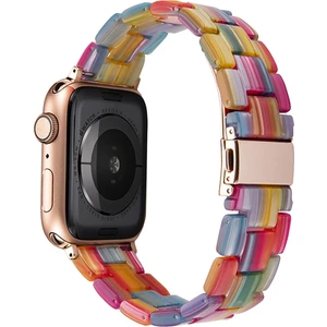 Apple Watch Uyumlu 42-44MM KRD25 Resin Kordon Gökkuşağı