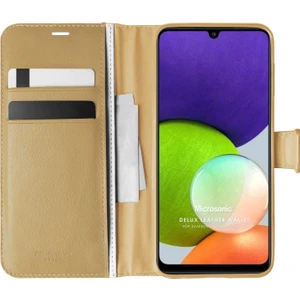 Samsung Galaxy A22 4g Kılıf Delux Leather Wallet Gold