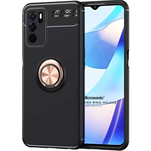 Oppo A16 Kılıf Kickstand Ring Holder Siyah Rose