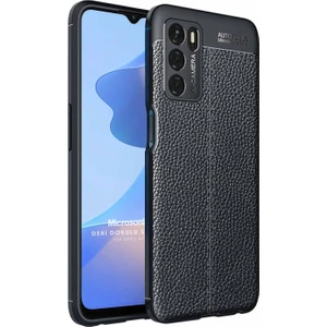 Oppo A16 Kılıf Deri Dokulu Silikon Siyah