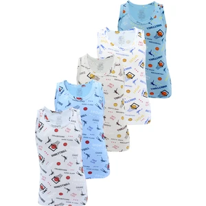 Erkek Çocuk Atlet 5'li Paket Karışık Renk Baskılı Atlet BYO2486