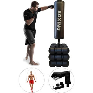 Spor Byfit 178 cm Devrilmez Ayaklı Büyük Boks Vurma Standı + Boks Bandajı + Atlama Ipi - 3'lü Set