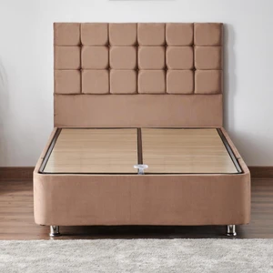 Niron Yatak Niron Rama Baza ve Başlık Seti 120 x 200 cm Tek Kişilik Sütlü Kahve Kumaş Baza ve Başlığı Soho Kumaş