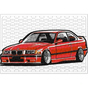 Baskı Dükkanı Bmw Stanced Out E36 Red Puzzle 240 Parça Yapboz