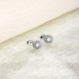 Ravza Gümüş 925 Ayar Gümüş Pırlanta Modeli Yuvarlak Küpe