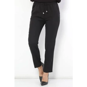 Lucia Fashion Kadın Siyah Dar Paça Cep Detaylı Dabıl Kumaş Pantalon