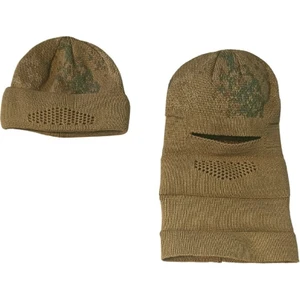 Sonbahar Kışlık Triko Örgü Kamuflaj Sarı Bere Tam Kar Maskesi 2'si 1 Arada