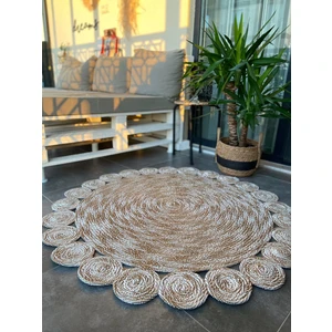 Halıma milda Jüt Hasırlı El Örgüsü Kilim 85 Yuvarlak Jüt Halı