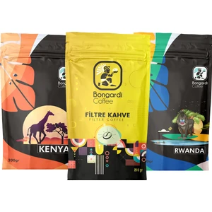 Bongardi Coffee Yöresel Filtre Kahve Seti 3'lü Ruanda Kenya Klasik Filtre Öğütülmüş